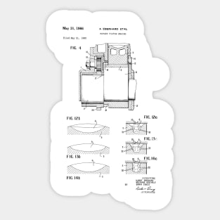 Rotary Pistol Engine Vintage Patent Hand Drawing Sticker